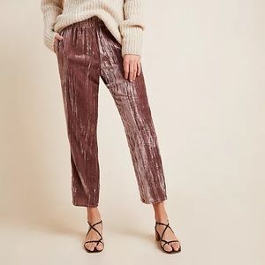 *Damaged* Anthropologie Tina Jo Josephine Mauve Velvet Tapered Trousers